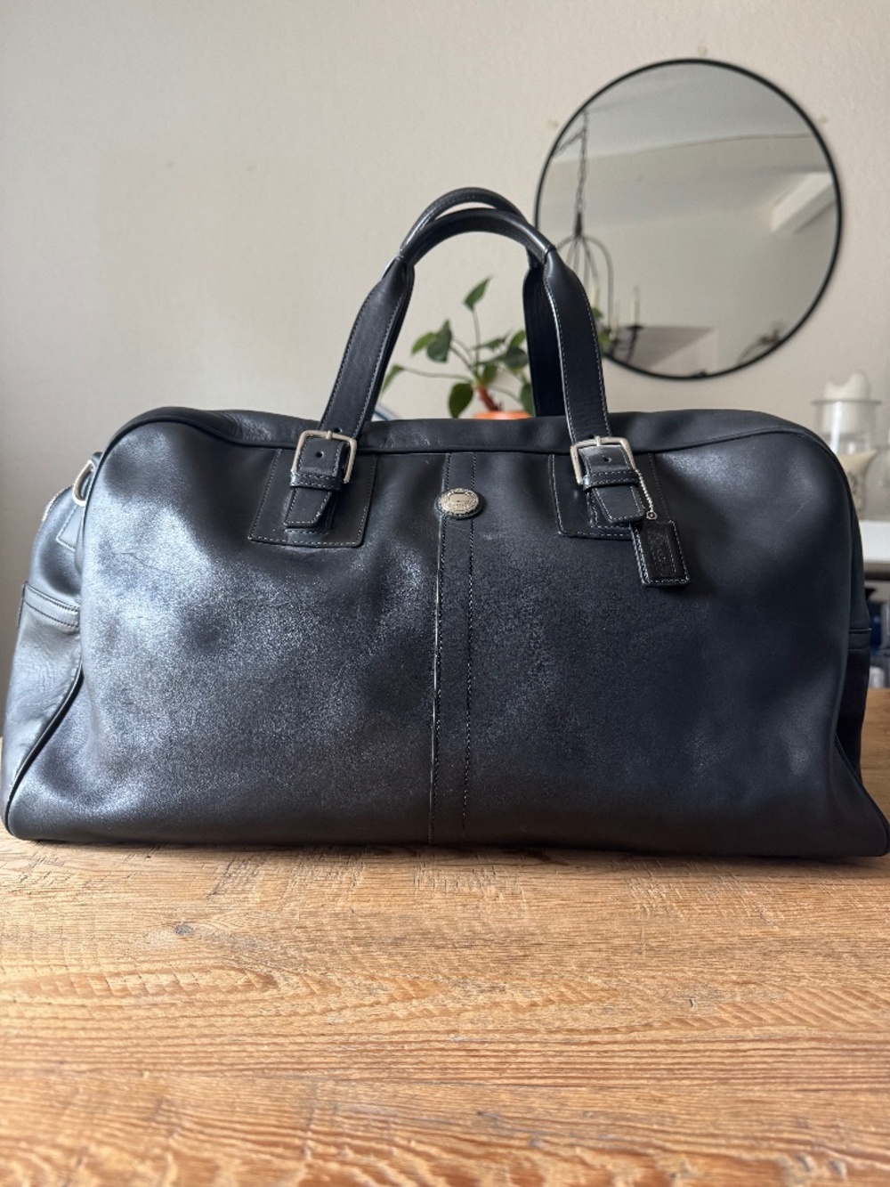 Coach Black Leather Travel/Weekender Bag